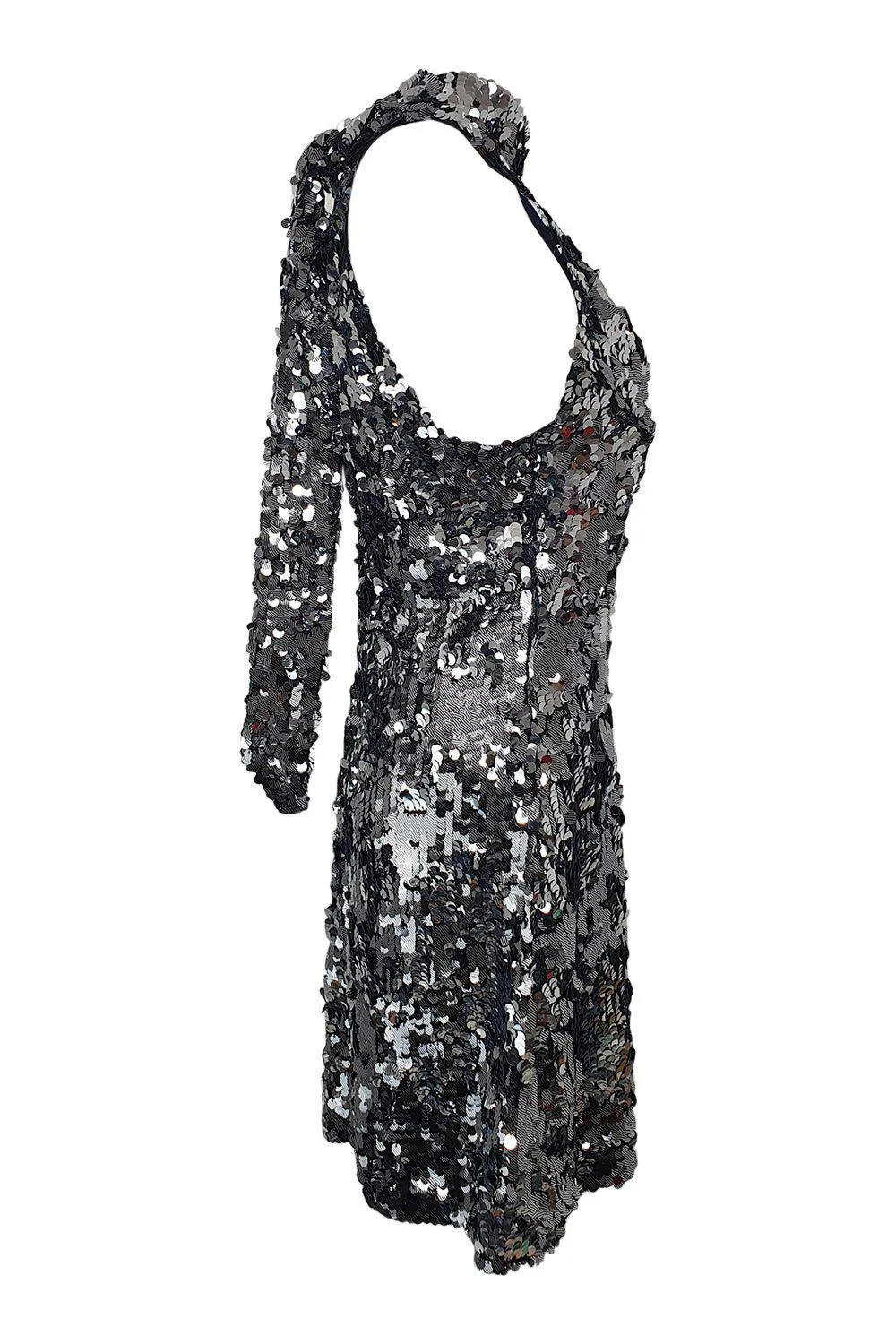 GALVAN London Gemma All Over Sequin Sash Neck Mini Dress (FR38)