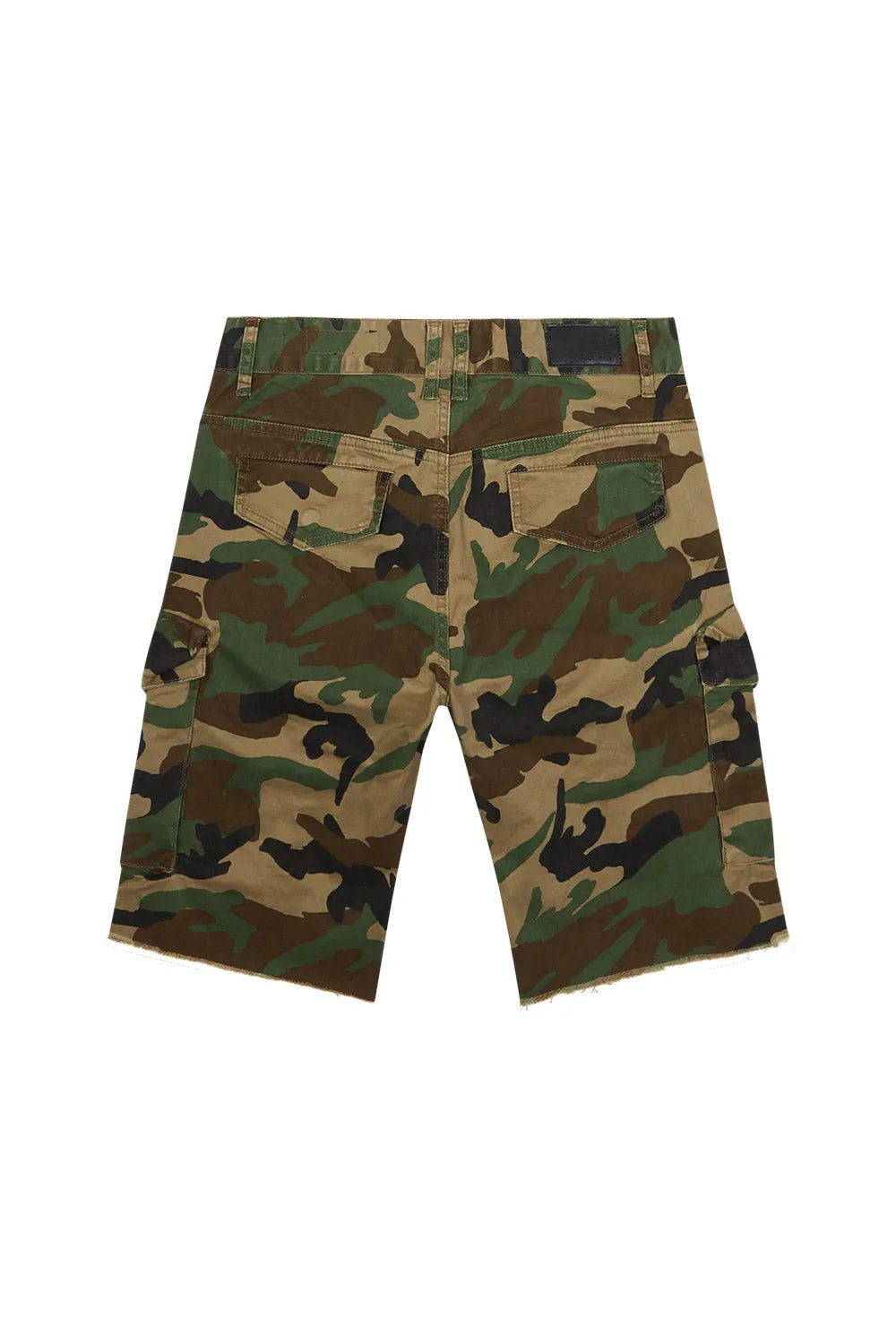 Garment Washed Twill Cargo Shorts - Wood Camo