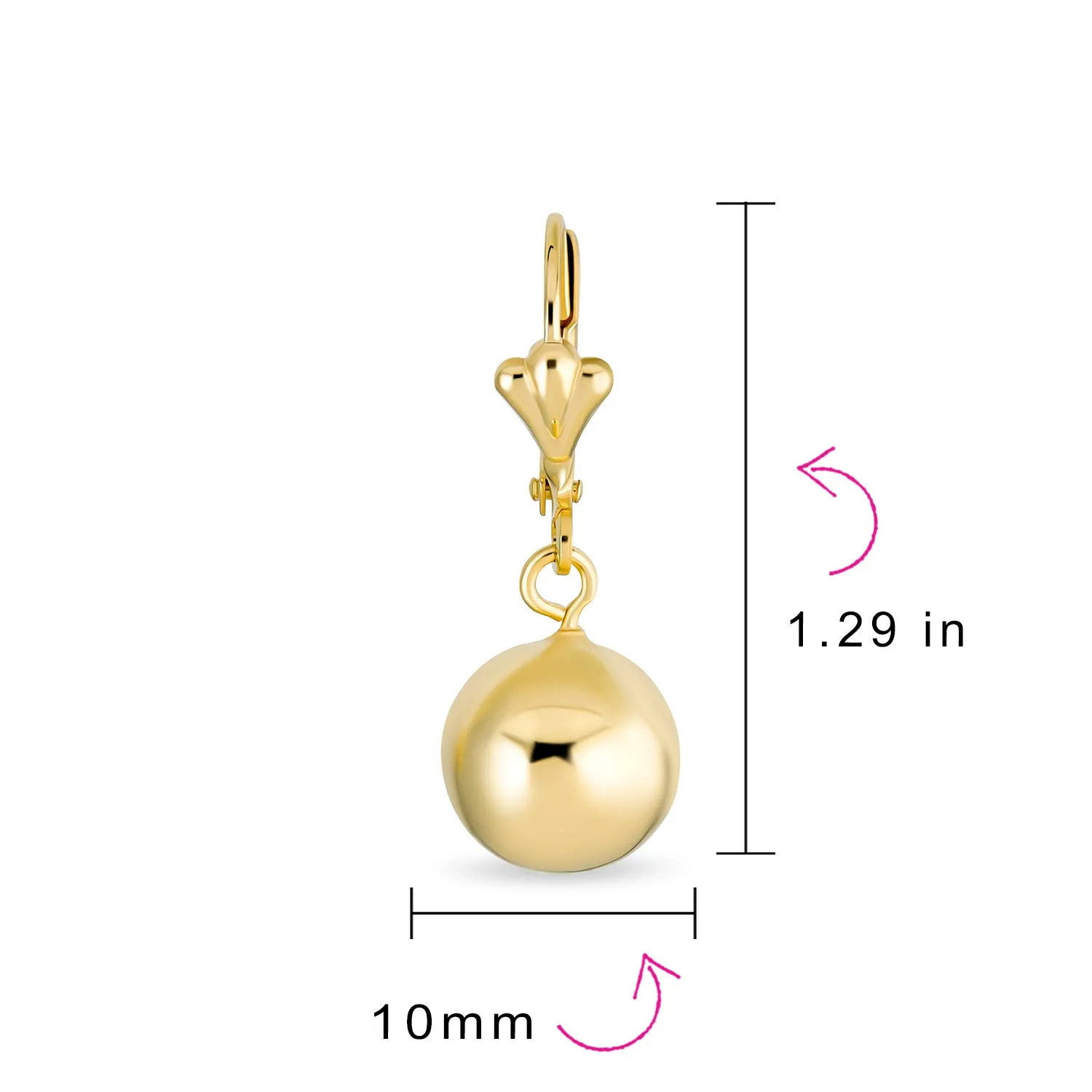 Gemstone Drop Ball Earrings & Choker Necklace Yellow 18K Gold Plated 8, 10, 12 MM