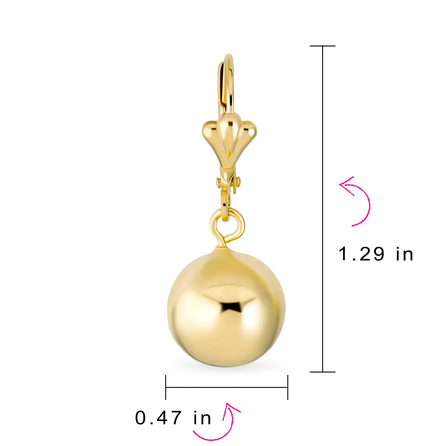 Gemstone Drop Ball Earrings & Choker Necklace Yellow 18K Gold Plated 8, 10, 12 MM