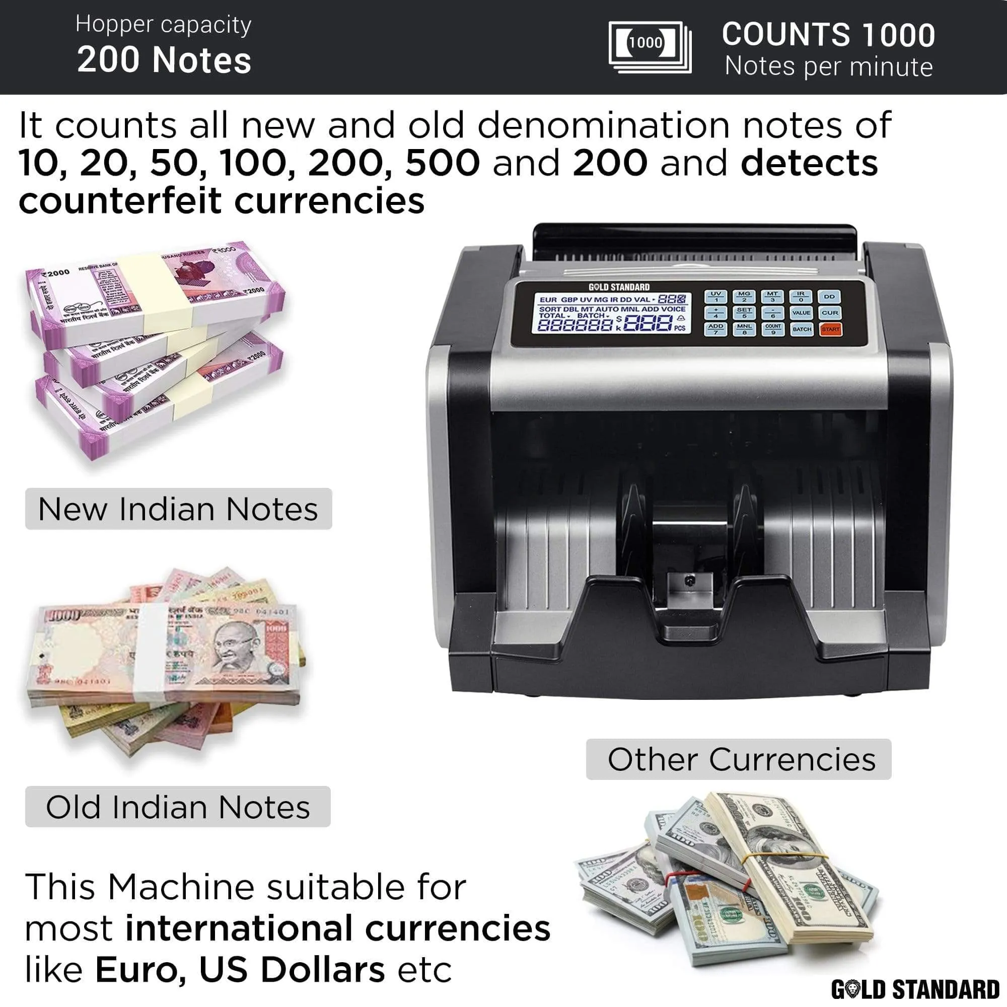 Goldstandard USA Currency Cash Note Counting Machine 3006