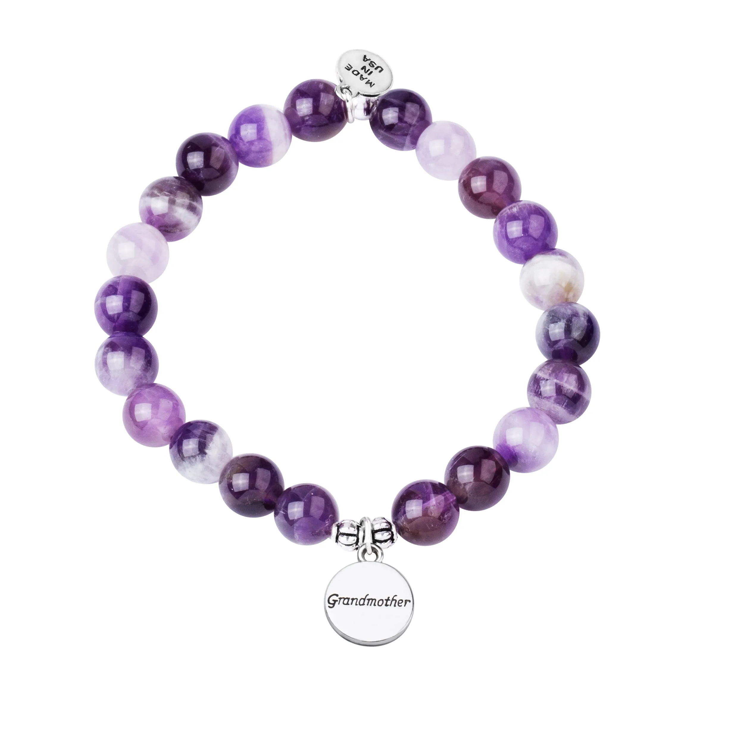 Grandmother | Stone Beaded Charm Bracelet | Amethyst