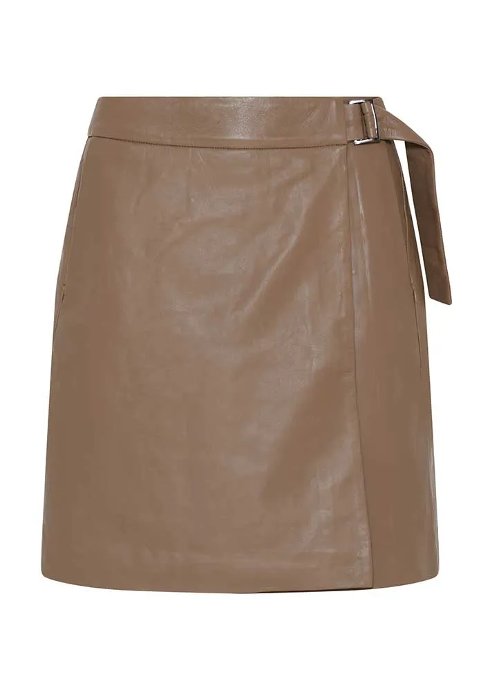 Gustav Giti short leather skirt 52558 Skindnederdel - Teddy Brown