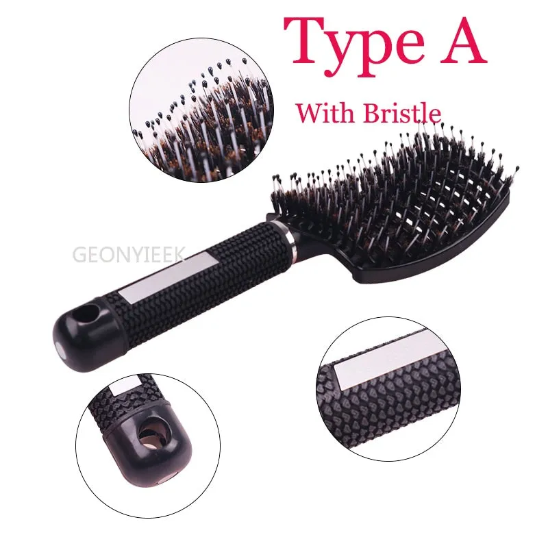 Hair Brush Scalp Massage Comb Hairbrush Bristle&amp;Nylon Women Wet Curly Detangle Hair Brush for Salon Hairdressing Styling Tools