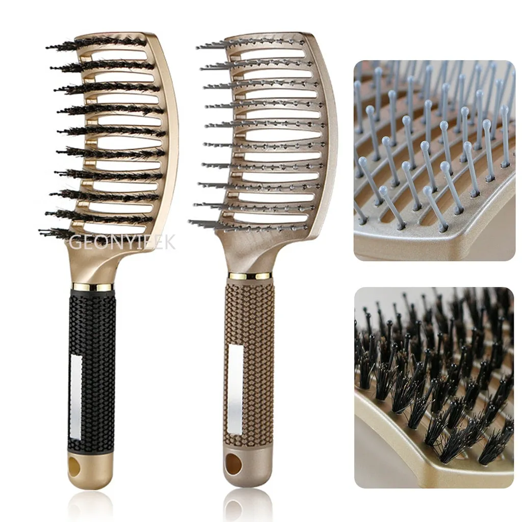 Hair Brush Scalp Massage Comb Hairbrush Bristle&amp;Nylon Women Wet Curly Detangle Hair Brush for Salon Hairdressing Styling Tools