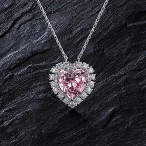 Halo Heart Cut Pink Pendant Necklace