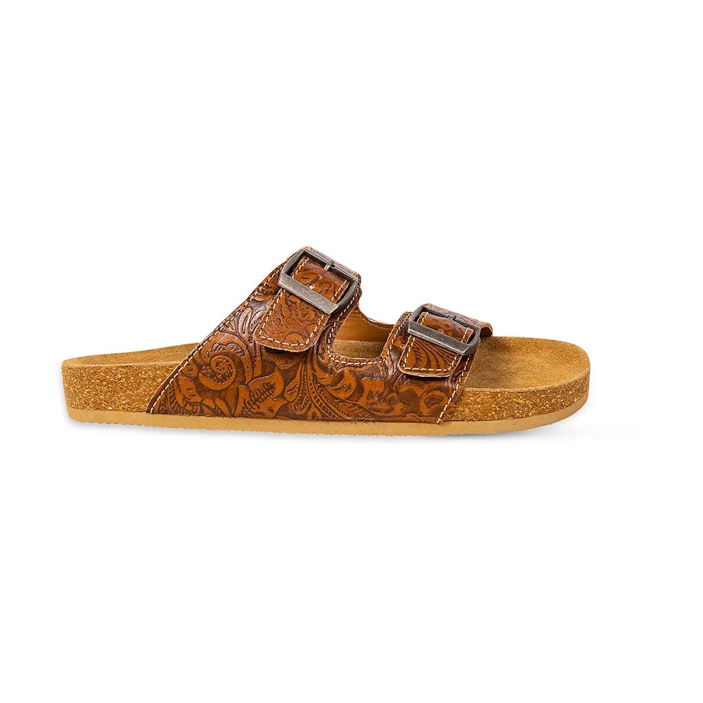 Hand-Tooled Western Leather Sandals by Myra Bag - Unmatched Quality for Fabulous Events