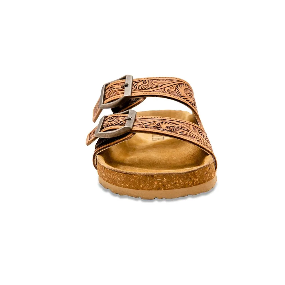 Hand-Tooled Western Leather Sandals by Myra Bag - Unmatched Quality for Fabulous Events