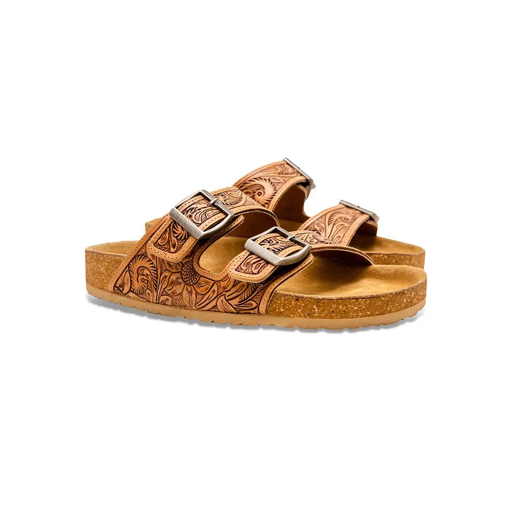 Hand-Tooled Western Leather Sandals by Myra Bag - Unmatched Quality for Fabulous Events