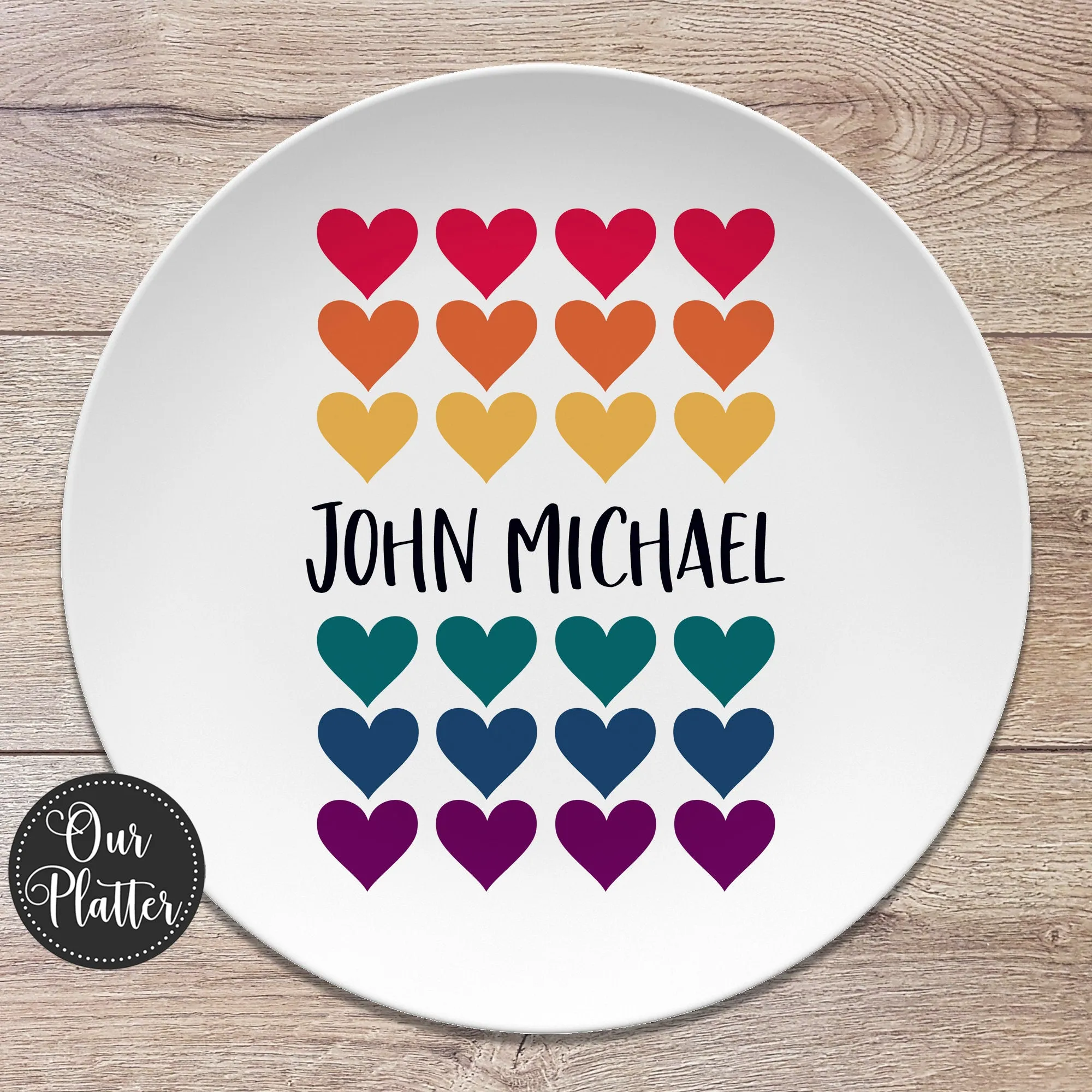 Hearts Personalized Plate