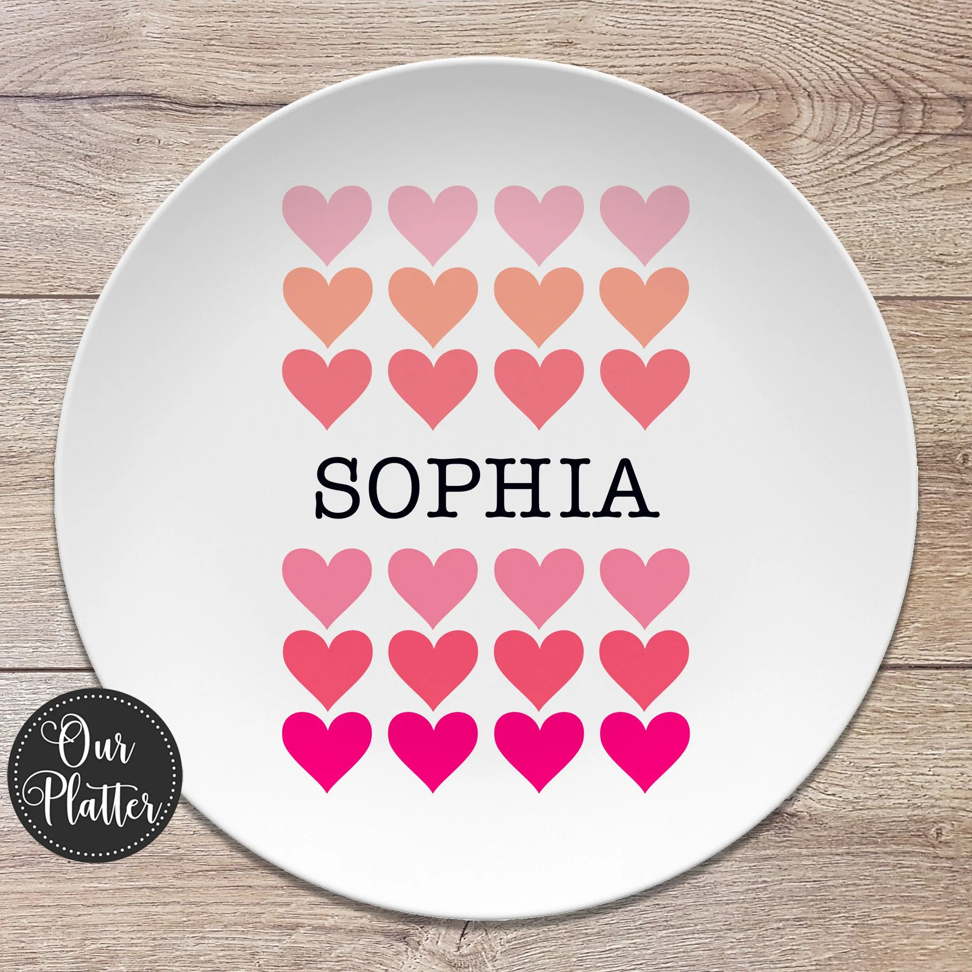 Hearts Personalized Plate