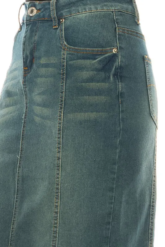 Jennifer Vintage Wash Stretch Jean Skirt