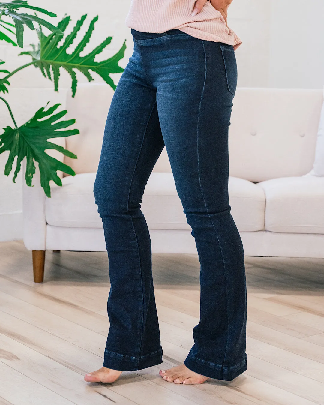 Kancan Kaitlyn 2.0 Pull On Bootcut Jeans - Dark Wash