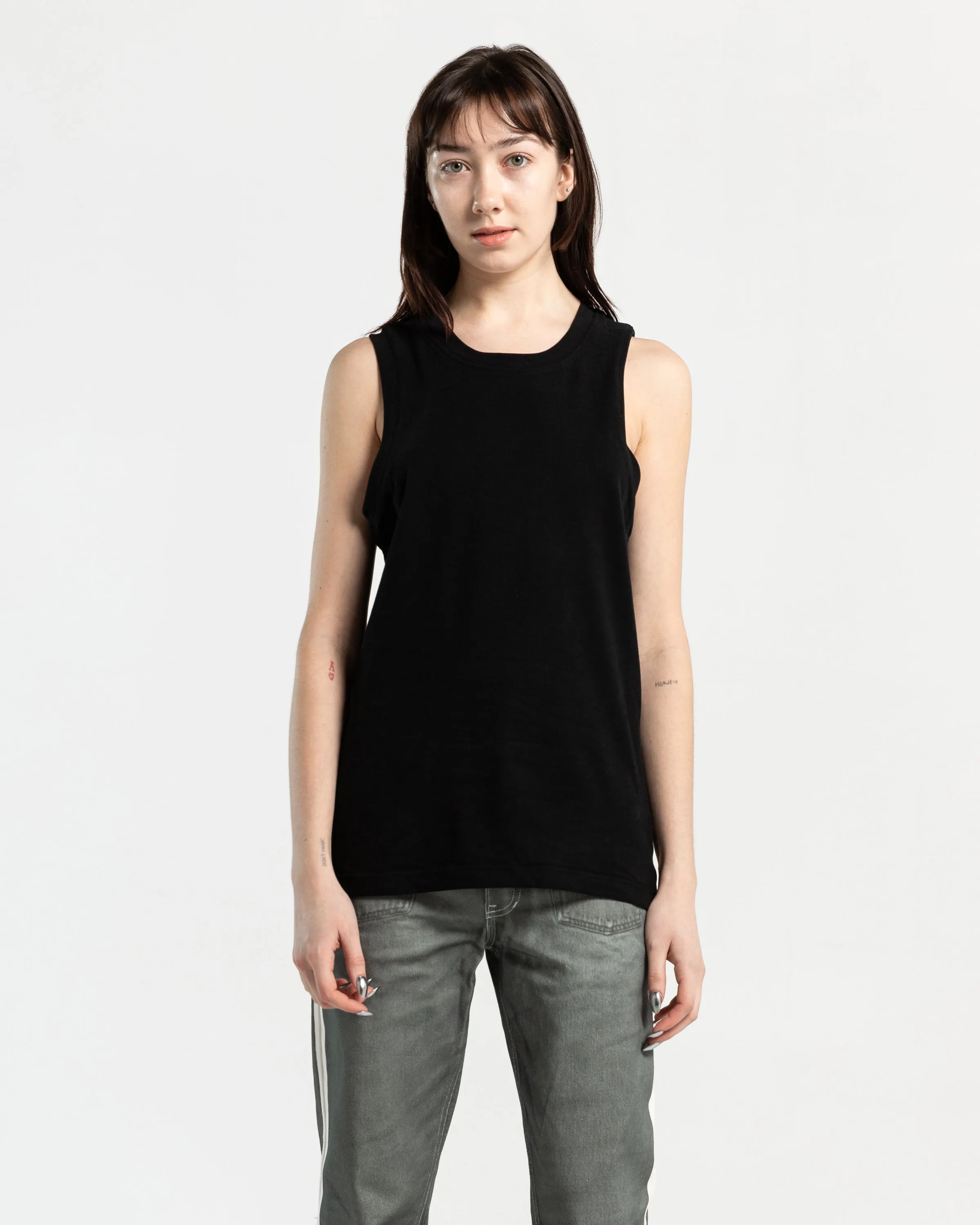 Layered Muscle Tee in Black