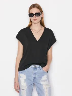 LE MID RISE V NECK TEE (NOIR) - FRAME