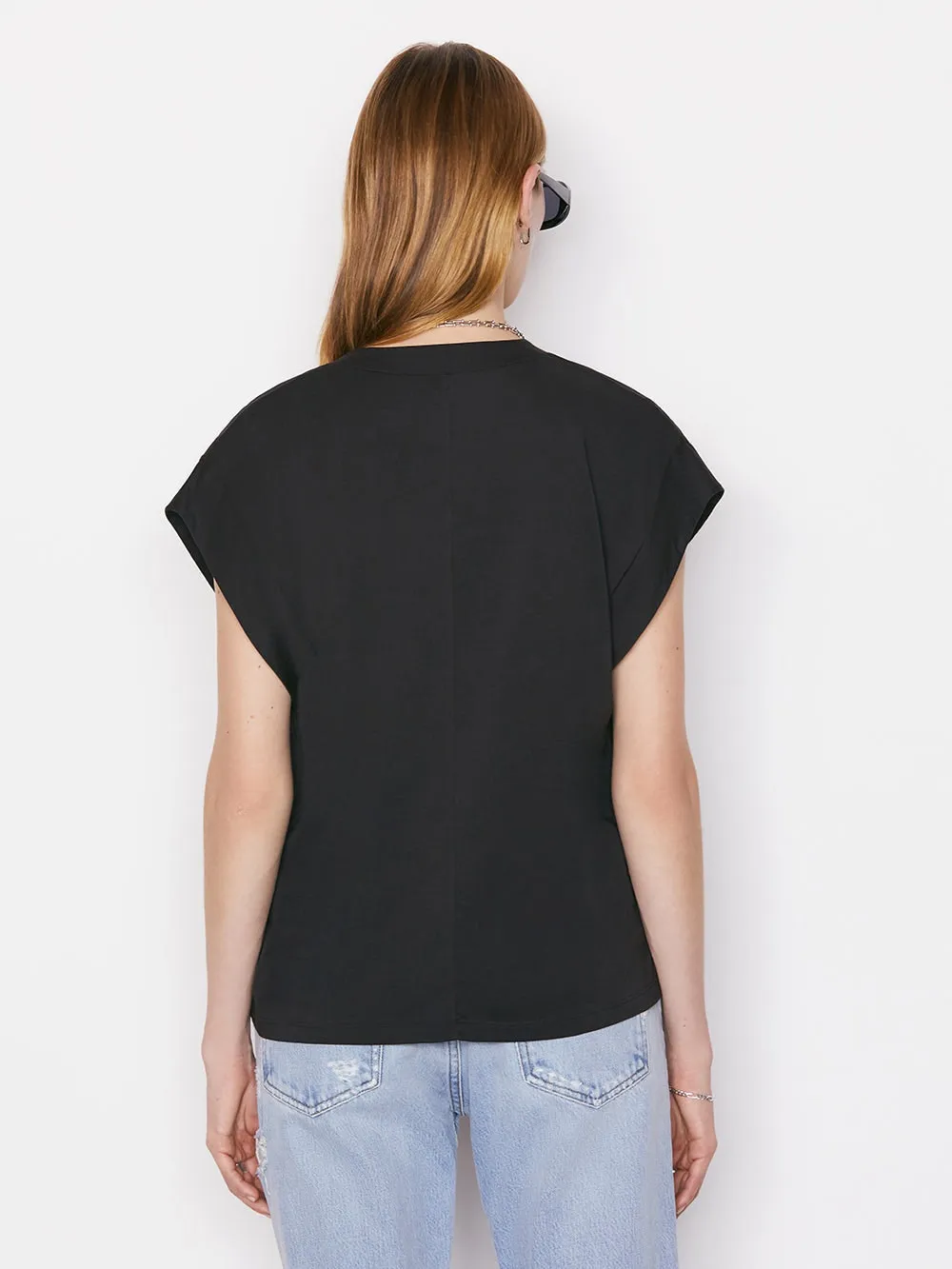 LE MID RISE V NECK TEE (NOIR) - FRAME