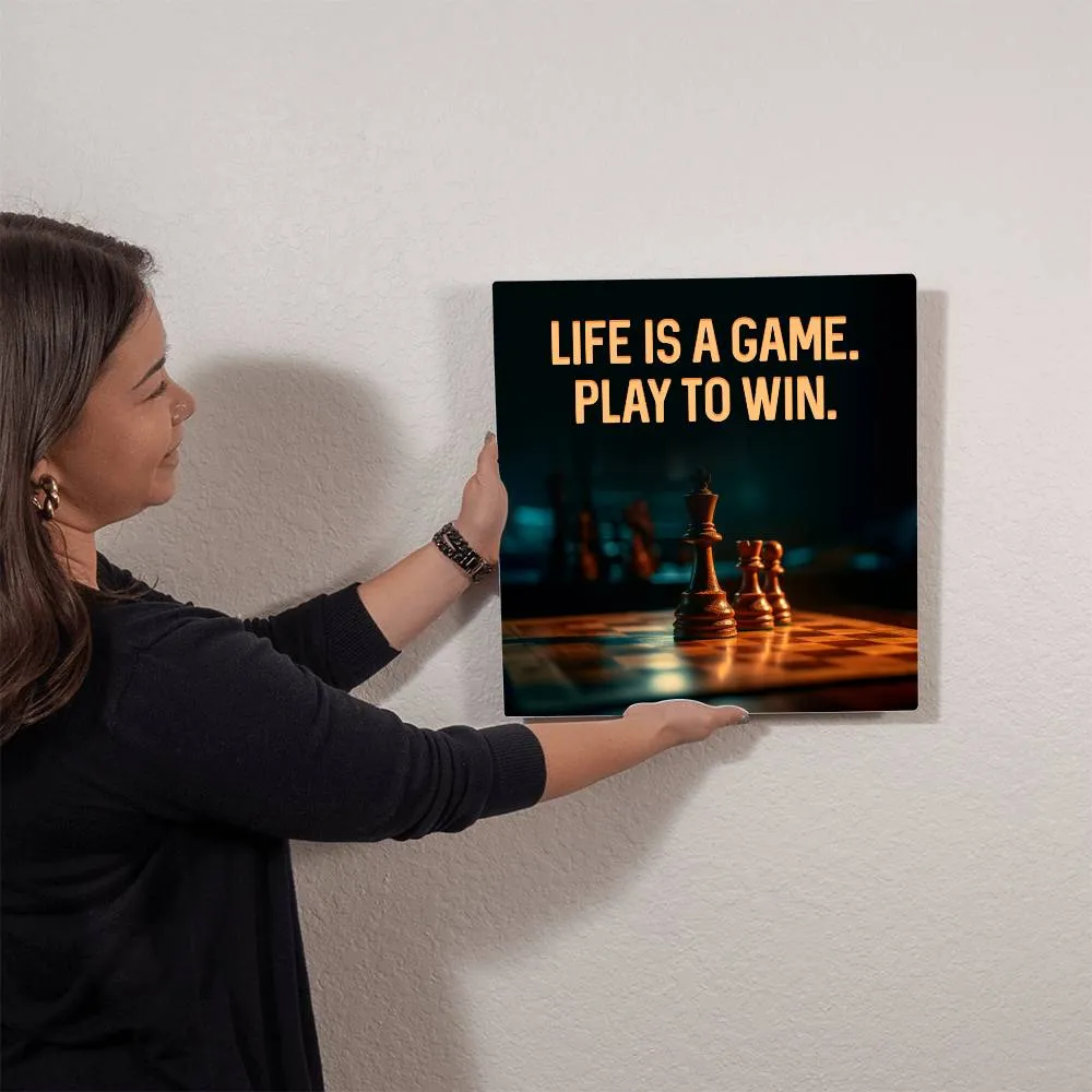 Light Is A Game, Play To Win Positive Motivation Room Decor Square High Gloss Metal Art Print