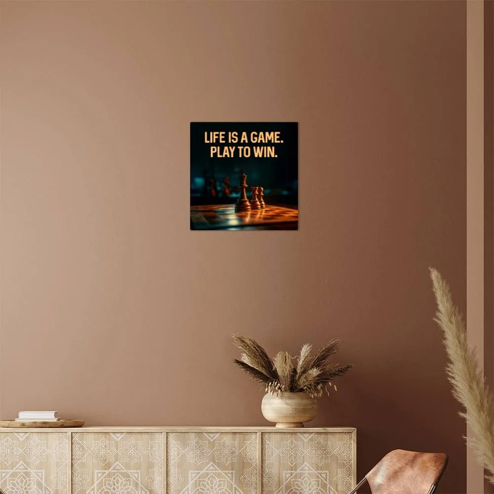 Light Is A Game, Play To Win Positive Motivation Room Decor Square High Gloss Metal Art Print