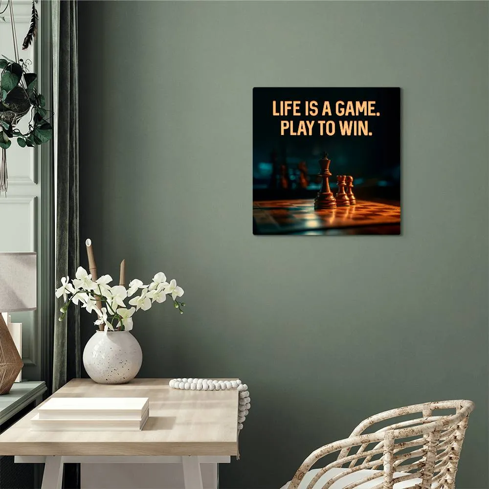 Light Is A Game, Play To Win Positive Motivation Room Decor Square High Gloss Metal Art Print