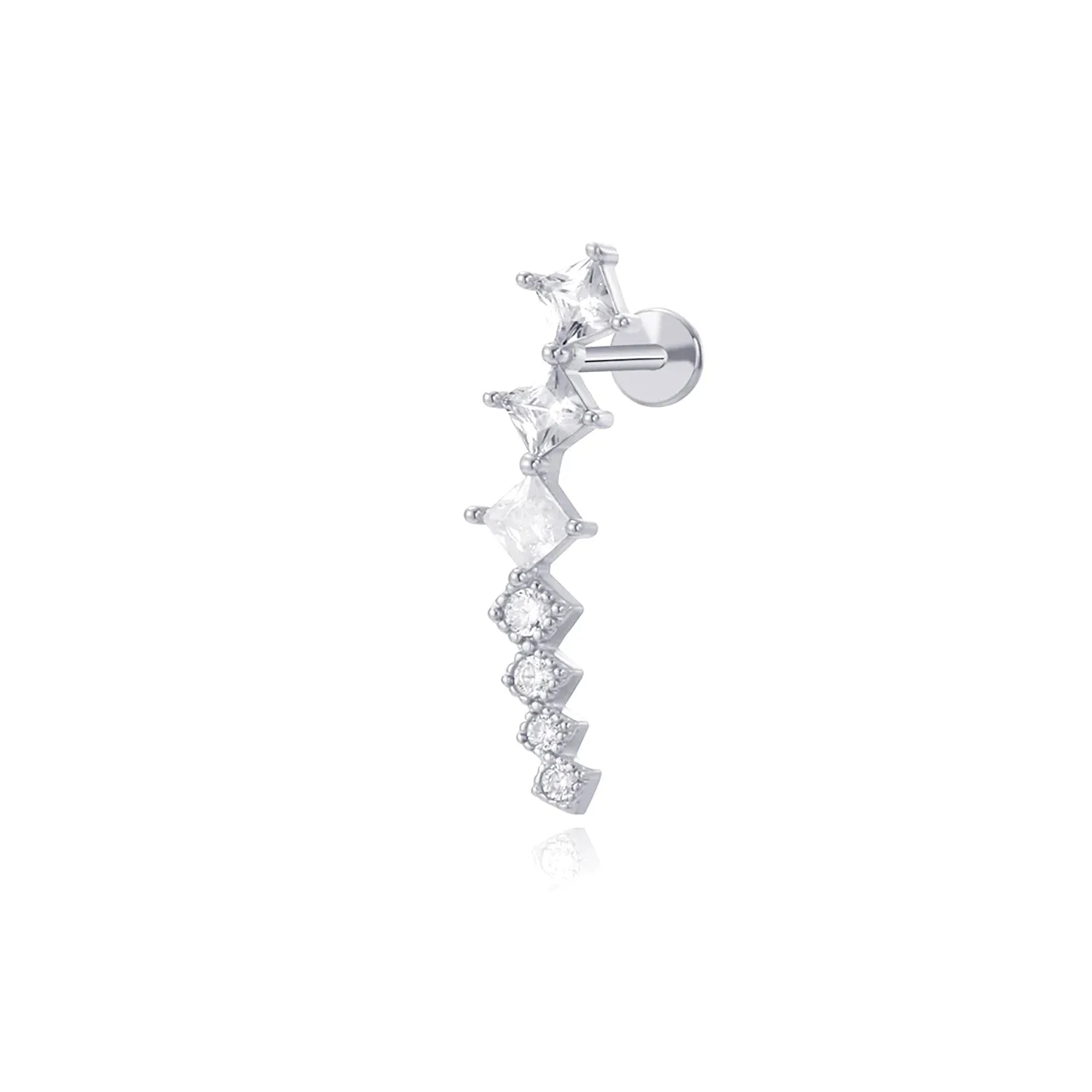 Luxe Septem Diamond Flat Back Cartilage Earring (18G)