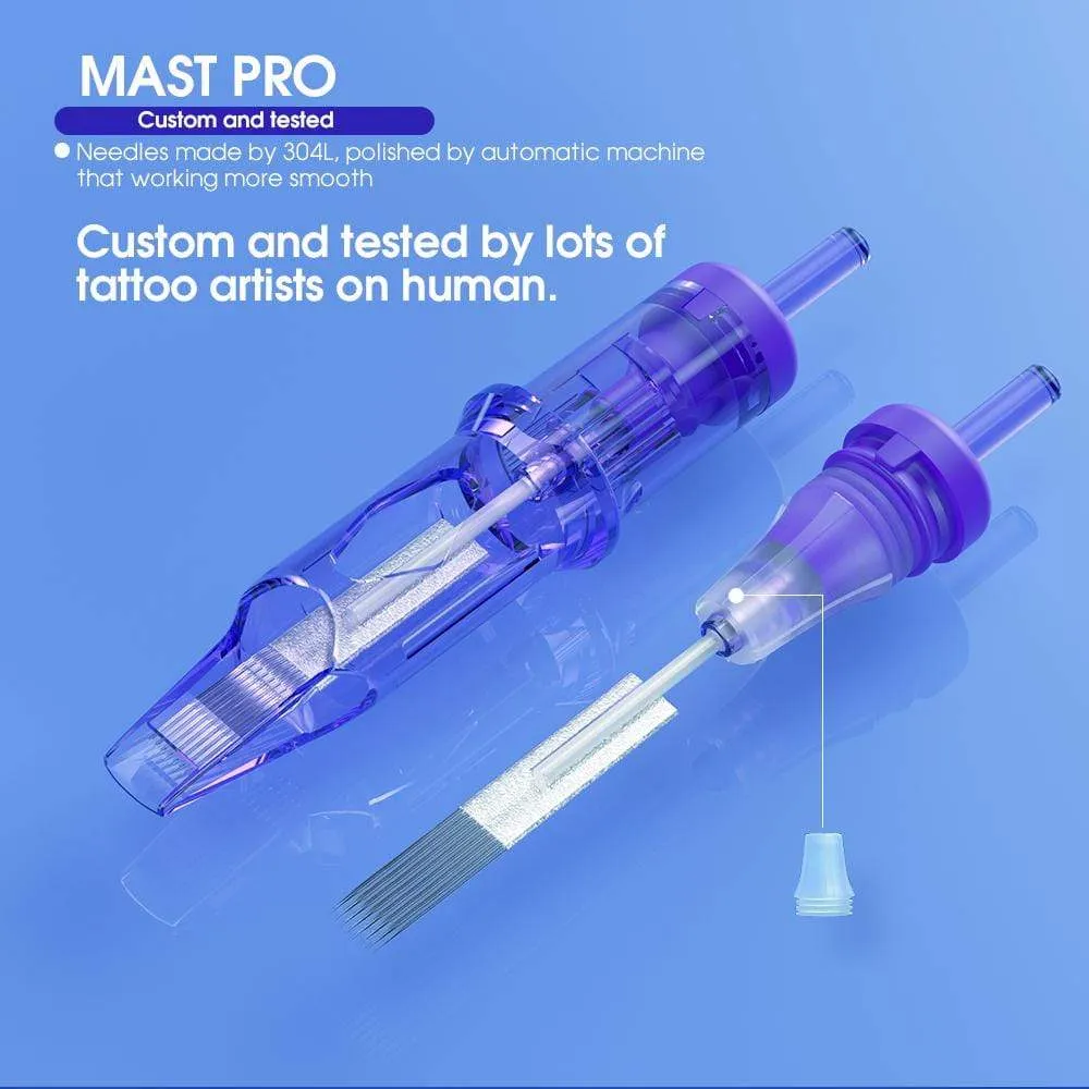 Mast Tour Pro Coreless Motor Permanent Tattoo Rotary Pen Wireless Machine Kit with Two Batteries Mast Pro Needles Cartridge Set