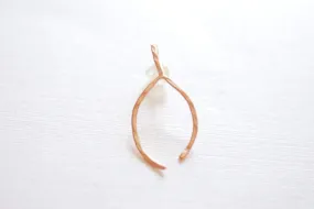 Matte Pink Rose Vermeil Gold Thin Hammered Wishbone Charm- 18k gold plated over Sterling Silver Wishbone, Vermeil Gold Wishbone Charm, 217