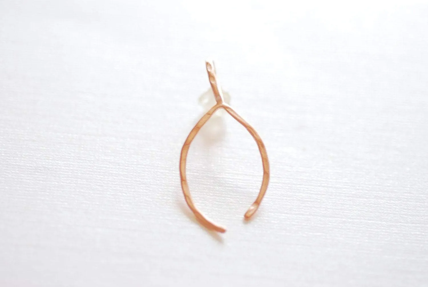 Matte Pink Rose Vermeil Gold Thin Hammered Wishbone Charm- 18k gold plated over Sterling Silver Wishbone, Vermeil Gold Wishbone Charm, 217