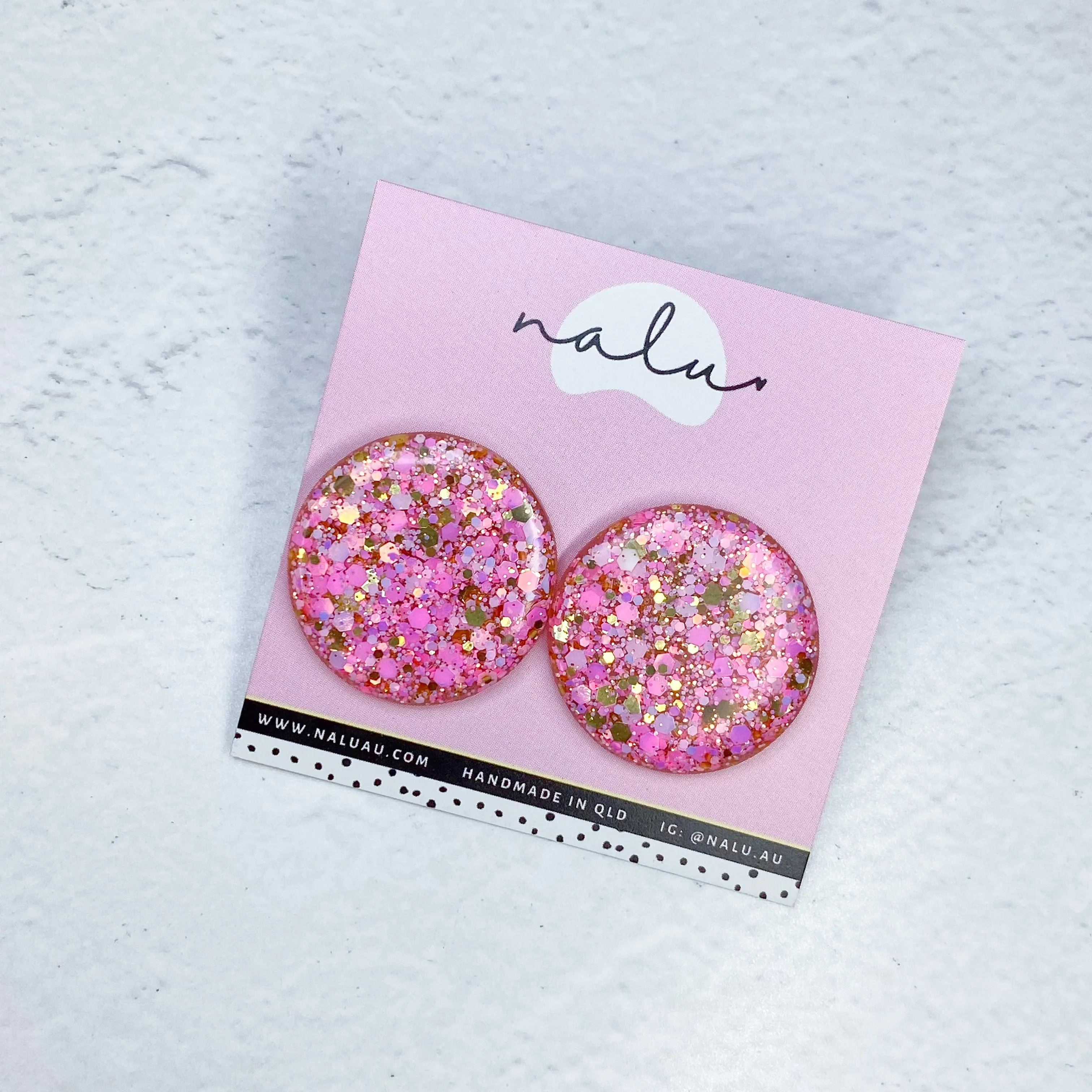 Maxi LUCY Studs - Golden Pink Glitter