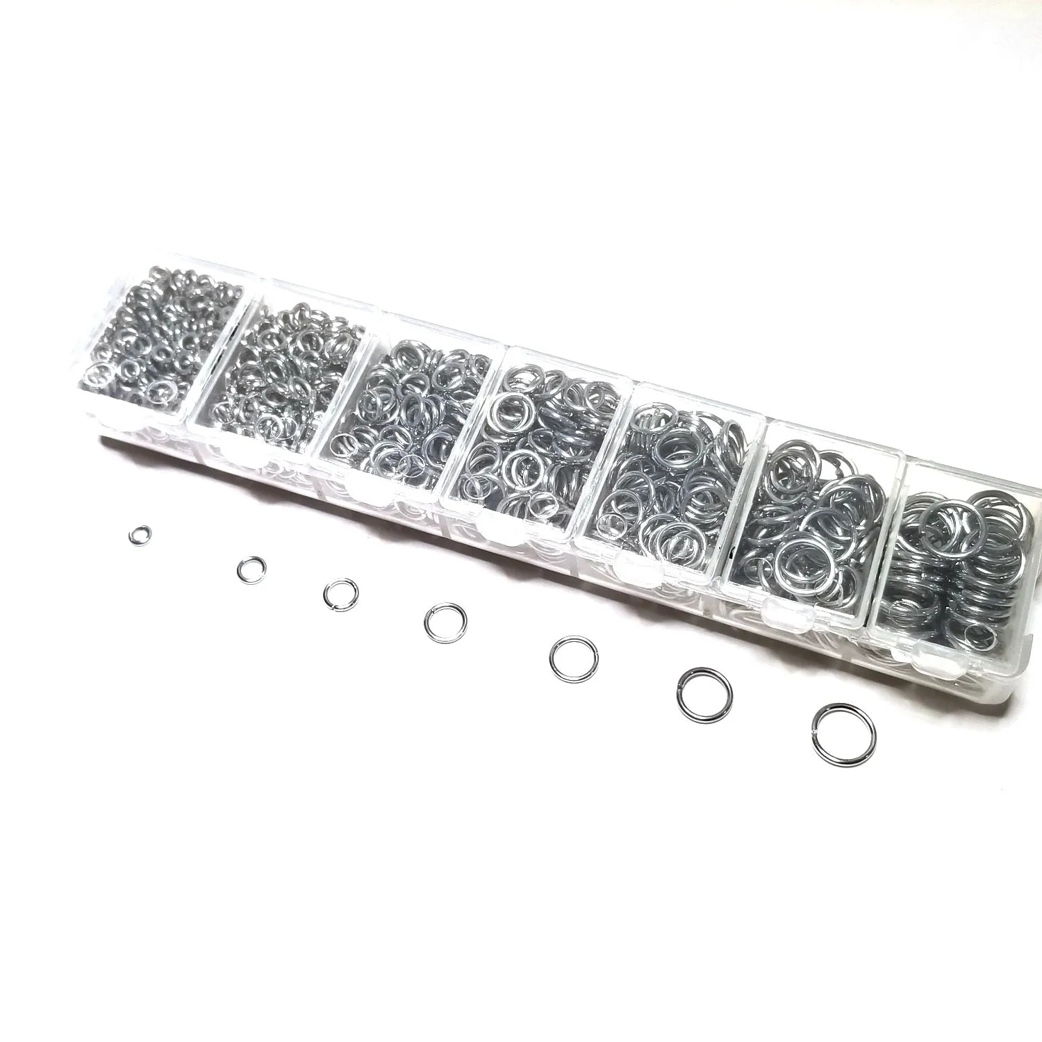 Medium Jump Ring Kit, Stainless Steel, 18 gauge, 1.0mm, Closed but Unsoldered 4mm, 5mm, 6mm, 7mm, 8mm, 9mm, 10mm, JRK 6MC