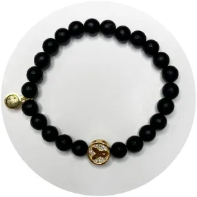 Mens Black Onyx Team Annie with Pavé Gold Cancer Awareness Ribbon