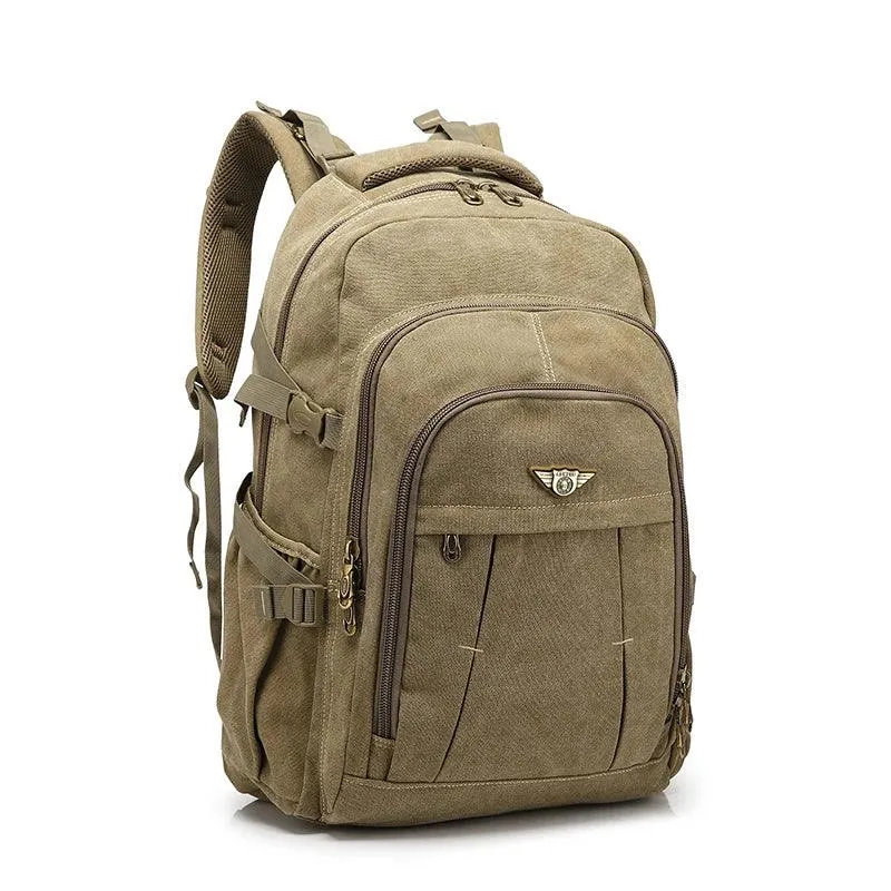 Men's Military Canvas Cool Backpack, ideal for travel and school - R337