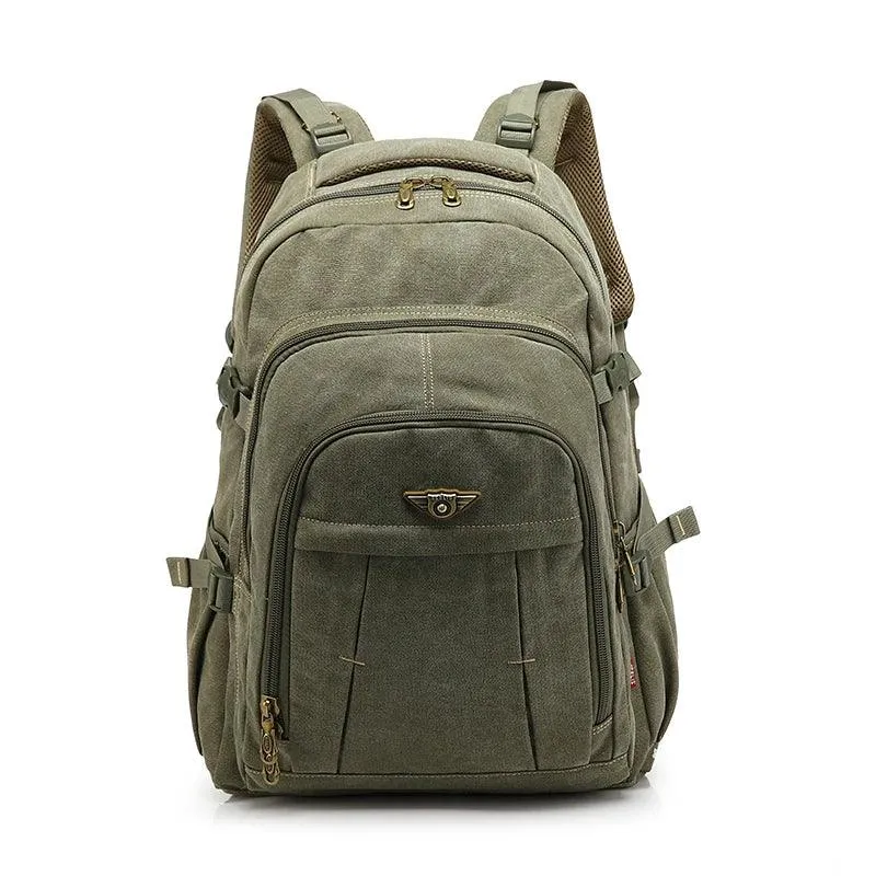 Men's Military Canvas Cool Backpack, ideal for travel and school - R337