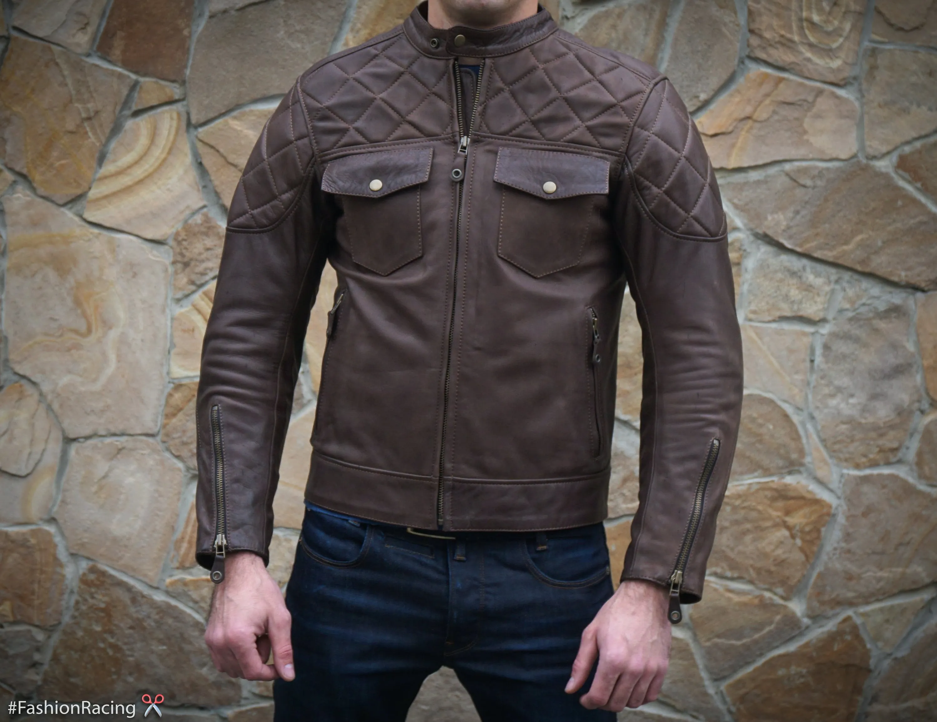 Men's Motorcycle Jacket | Brown Leather | Cafe Racer Style | Handcrafted