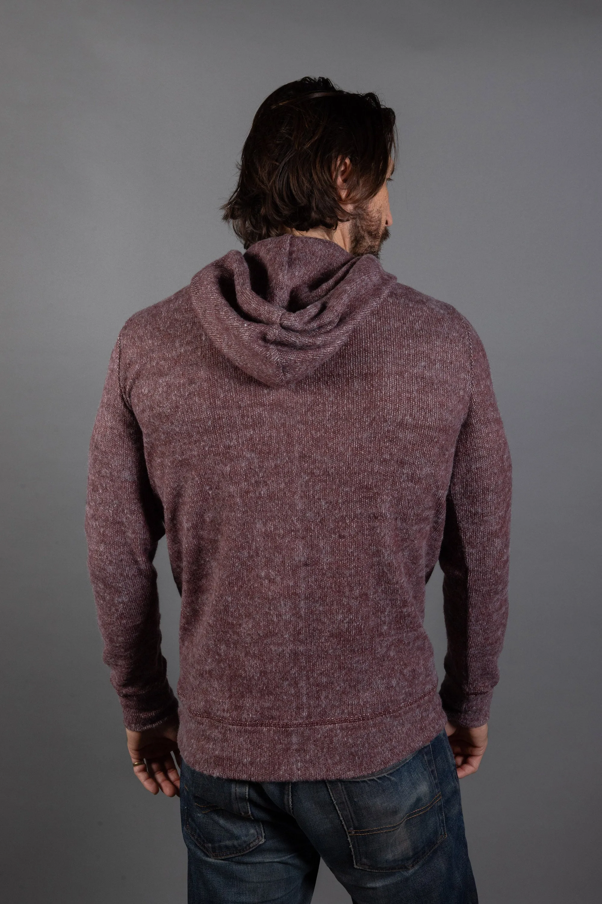 Men's Soft Knit Melange Zip Front Hoodie