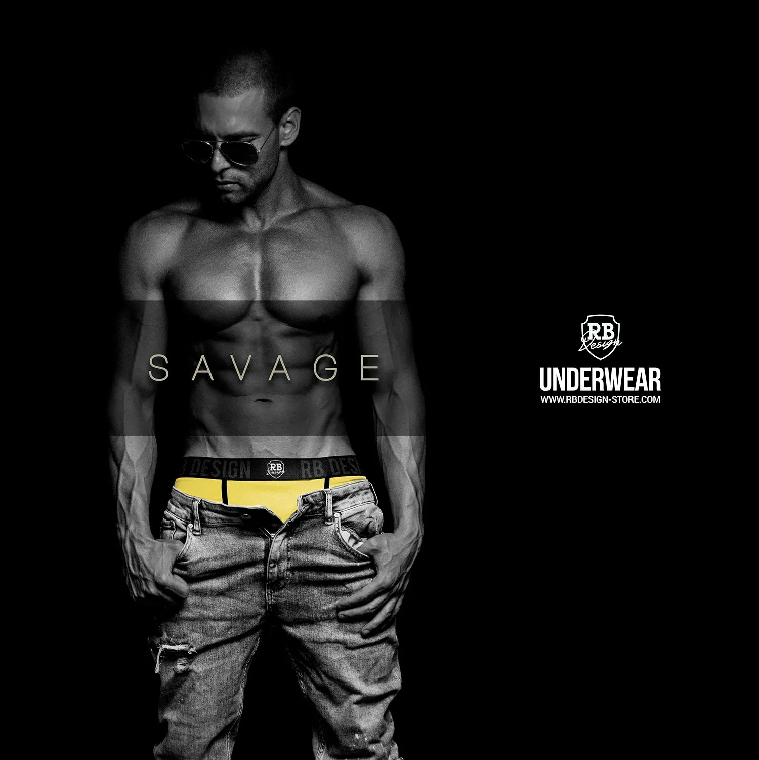 Men's Yellow Boxer Briefs "SAVAGE"