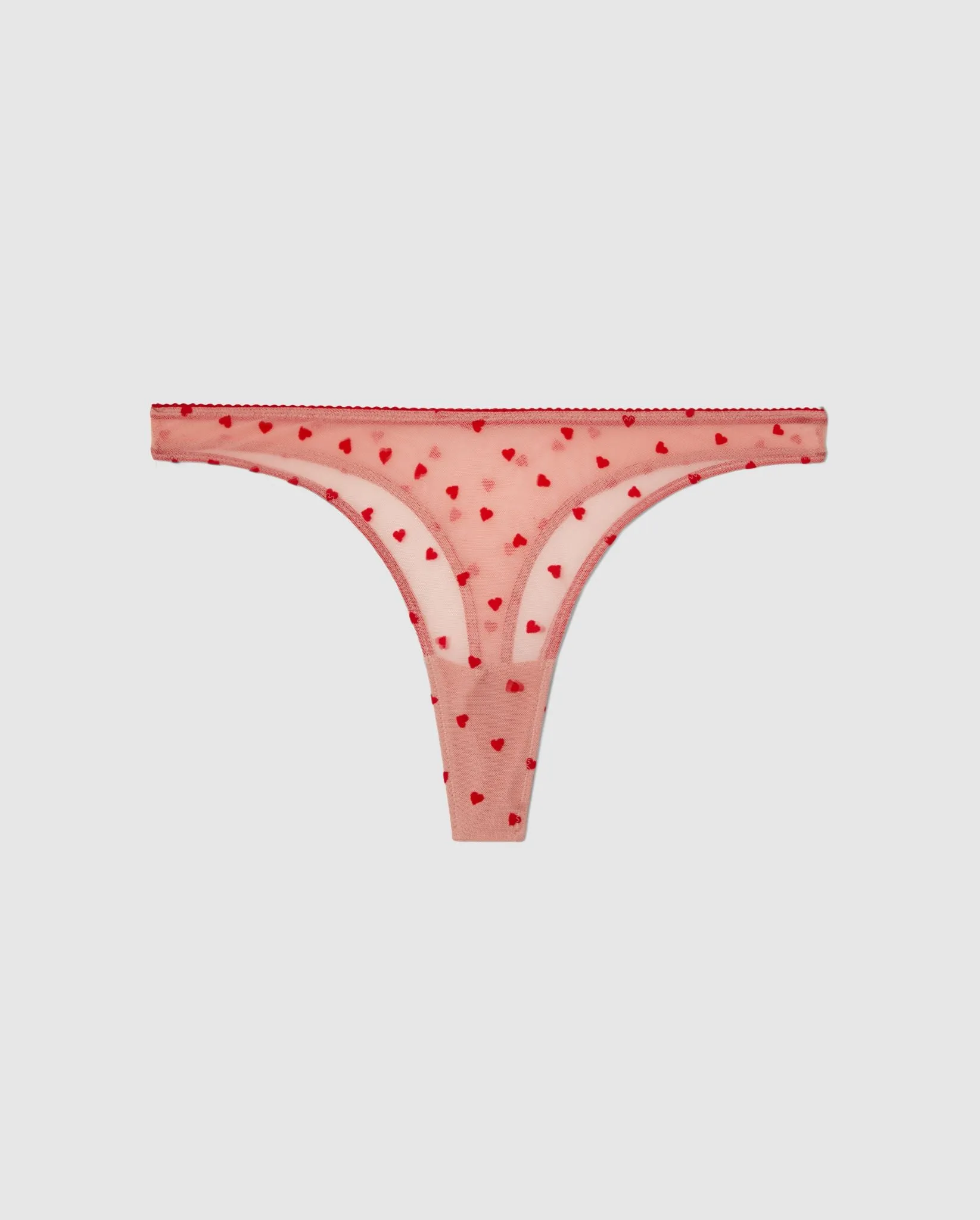 Mesh Thong Pale Pink/Deep Red