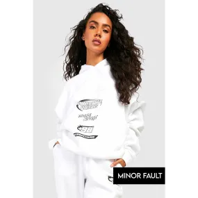 (Minor Fault) White Motocross Printed Hoodie