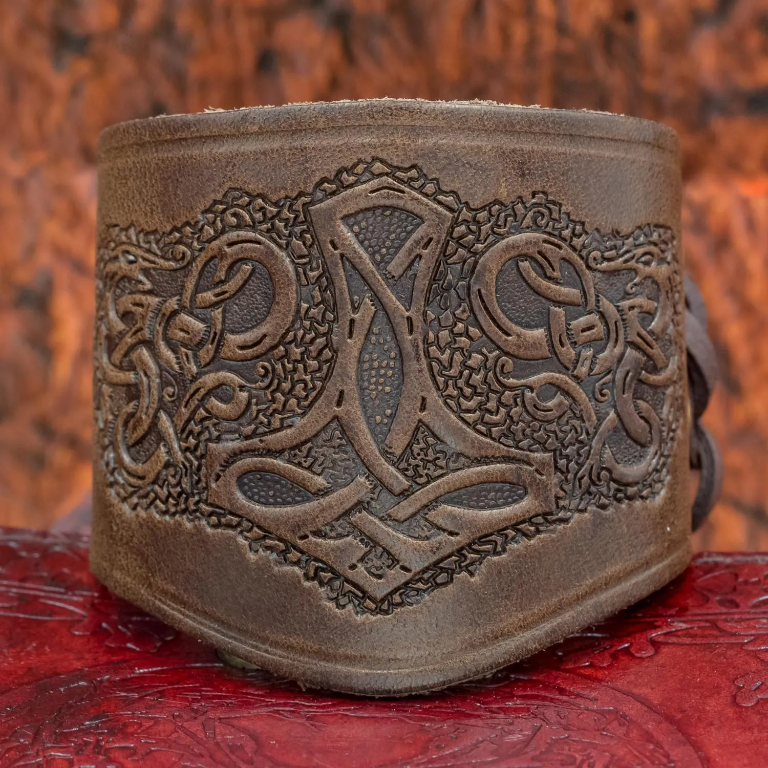 Mjolnir Leather Wide Cuff (buckles)