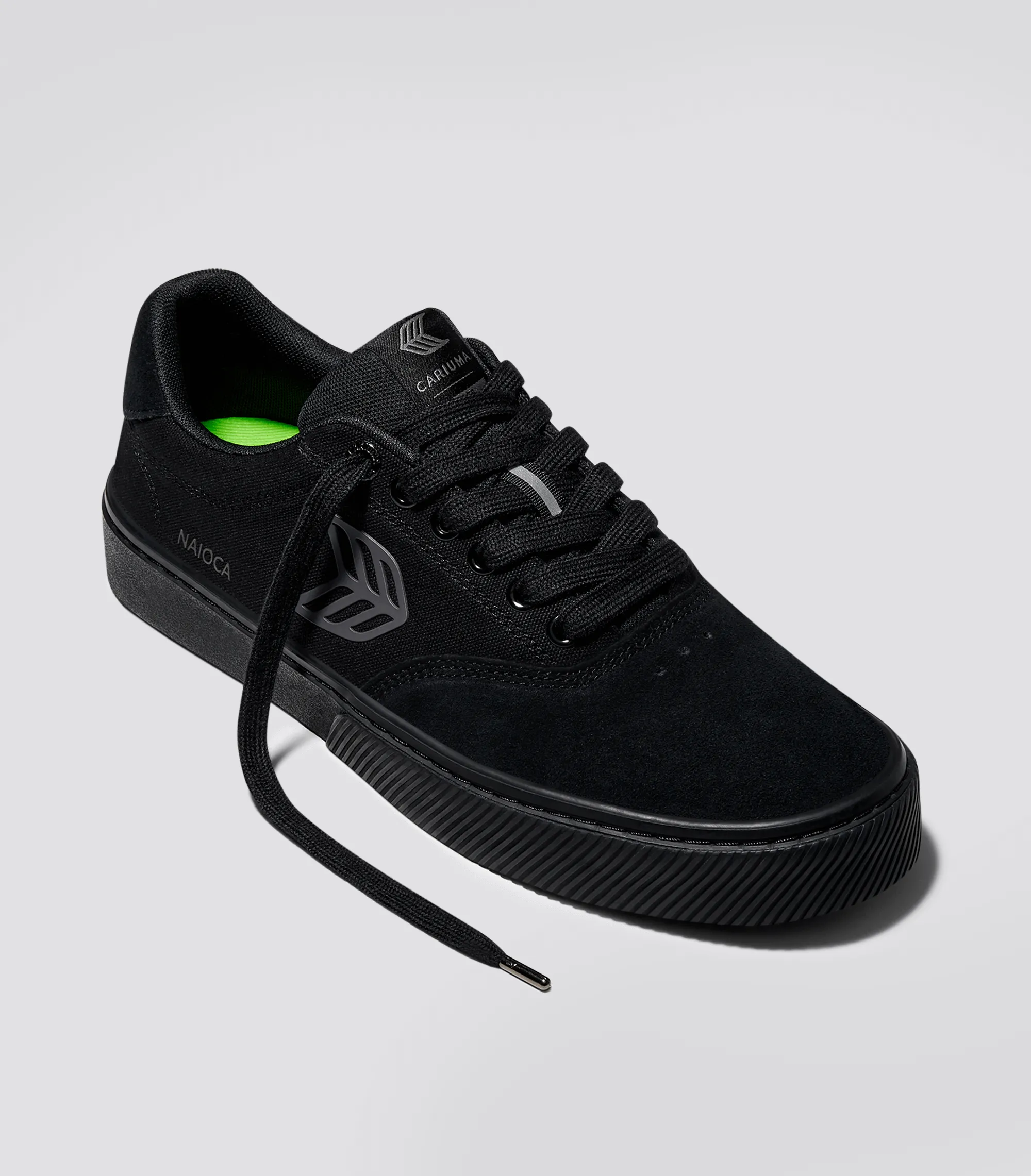 NAIOCA PRO All Black Suede and Canvas Ash Grey Logo Sneaker Women