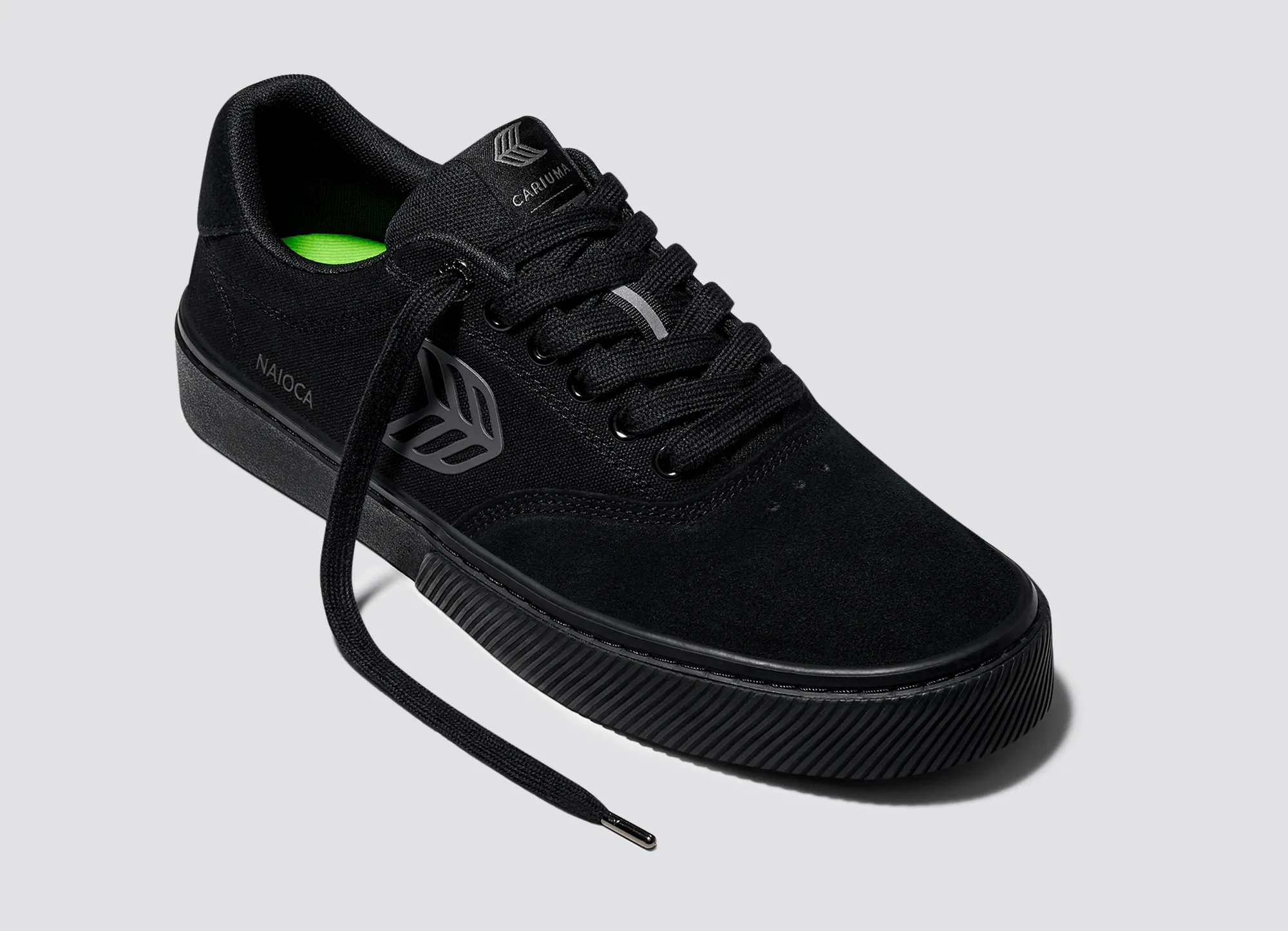 NAIOCA PRO All Black Suede and Canvas Ash Grey Logo Sneaker Women