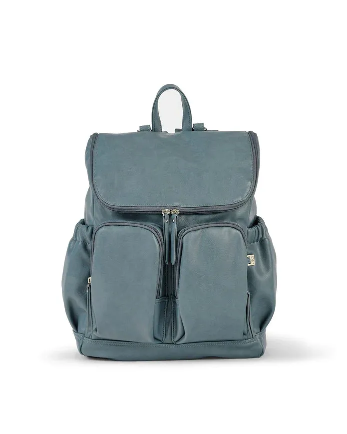 OiOi Signature Nappy Backpack - Stone Blue Vegan Leather