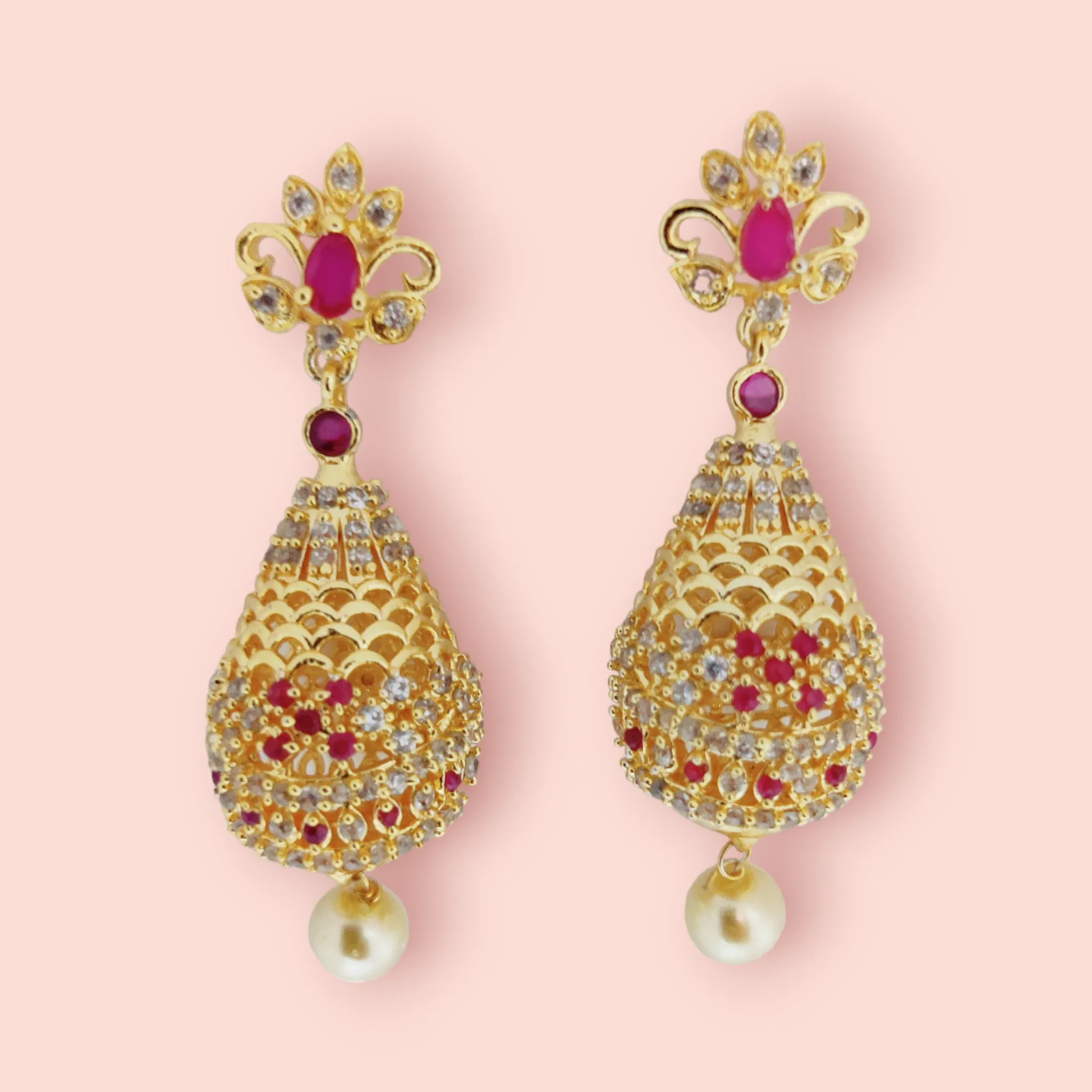 Opulent Crimson Sparkle Earrings