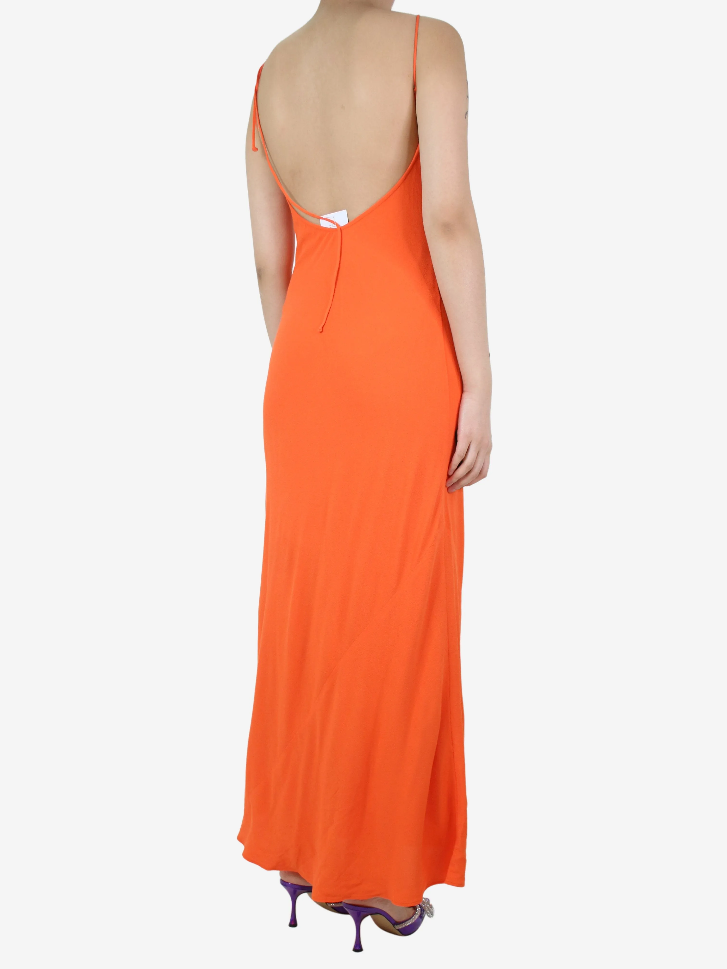 Orange crepe midi dress - size UK 6