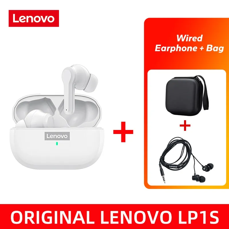 Original Lenovo LP1S TWS Earphone Wireless Bluetooth 5.0 Headphones Waterproof Sport Headsets Noise Reduction Earbuds with Mic