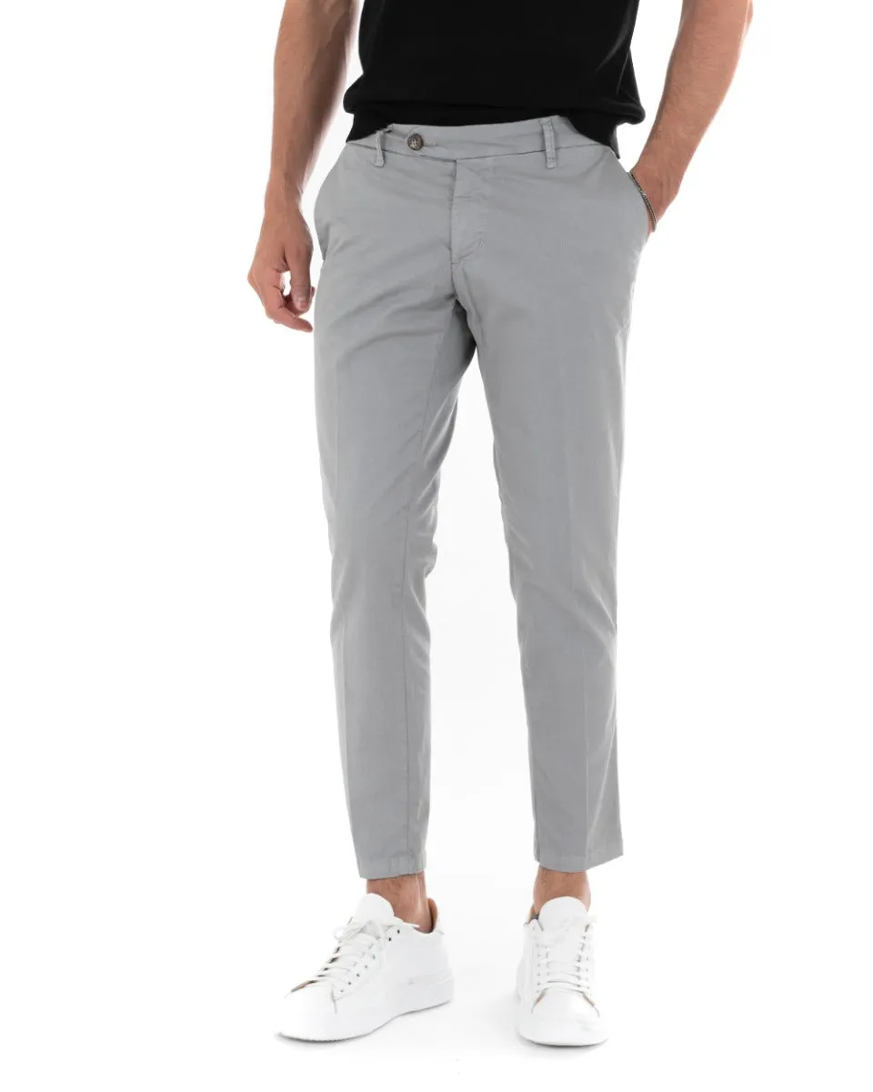 Pantaloni Uomo Cotone Tasca America Abbottonatura Allungata Capri Sartoriale Grigio GIOSAL-P5684A