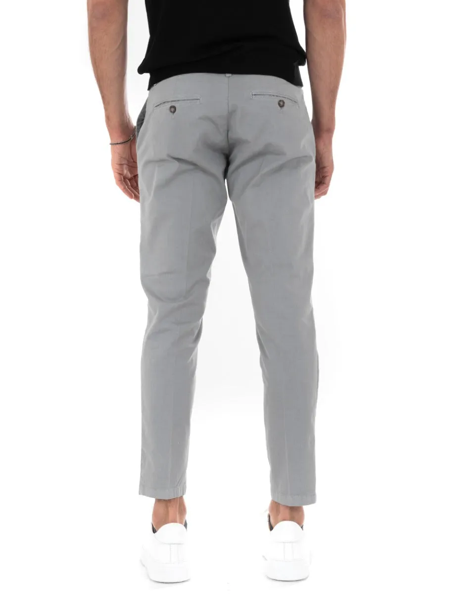 Pantaloni Uomo Cotone Tasca America Abbottonatura Allungata Capri Sartoriale Grigio GIOSAL-P5684A