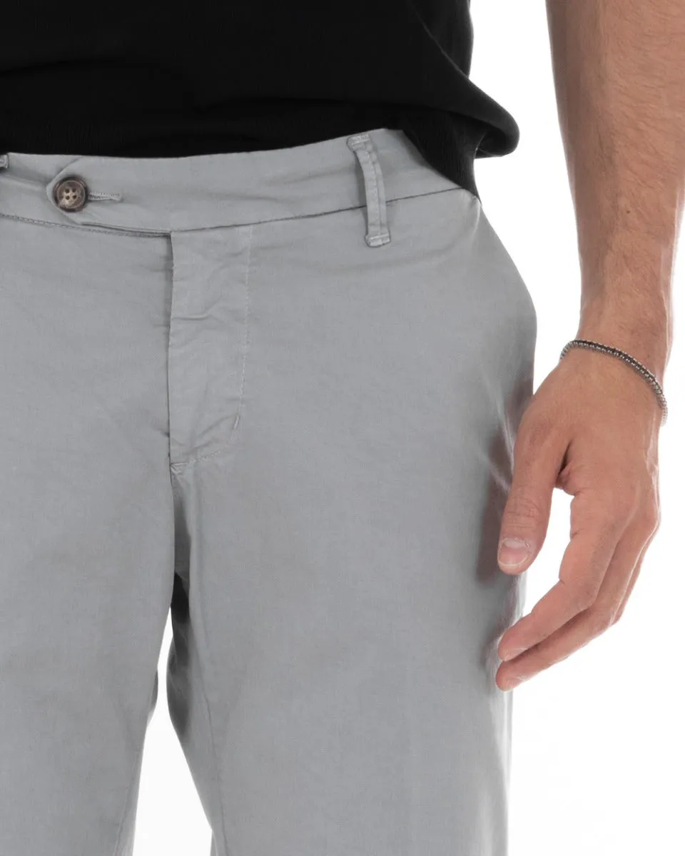 Pantaloni Uomo Cotone Tasca America Abbottonatura Allungata Capri Sartoriale Grigio GIOSAL-P5684A