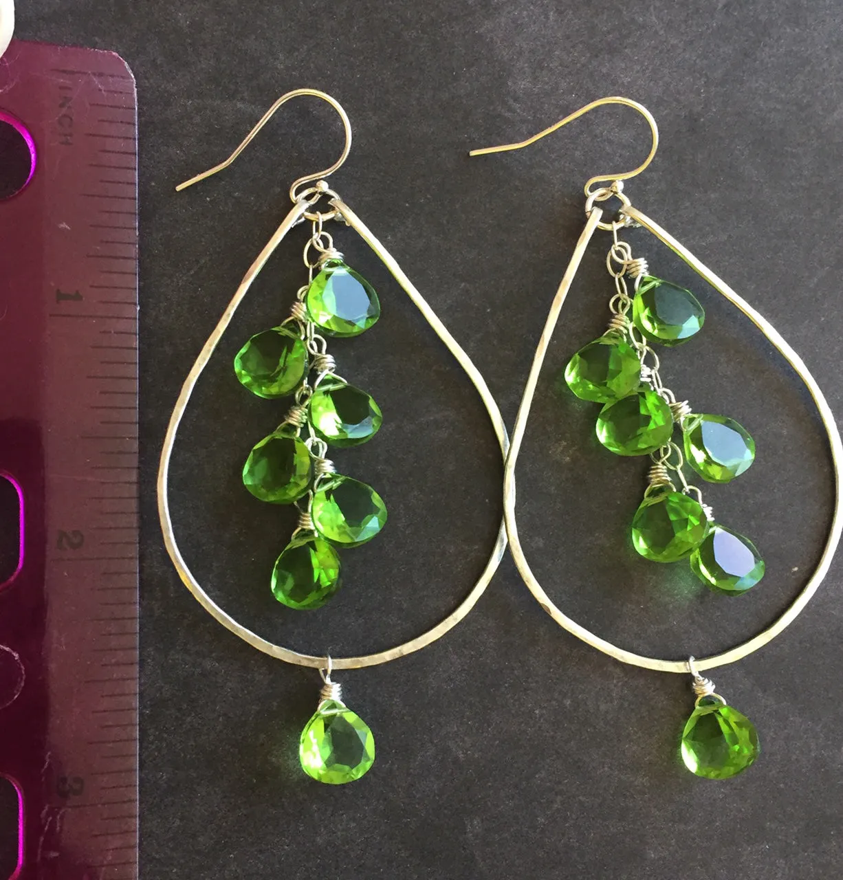 Peridot Quartz Sparkling Double Decker Hoops