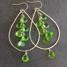 Peridot Quartz Sparkling Double Decker Hoops