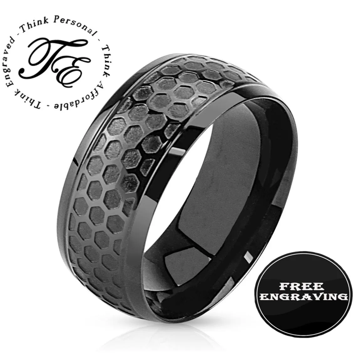 Personalized Mechanics Honeycomb Men's Wedding Band Stainless Steel